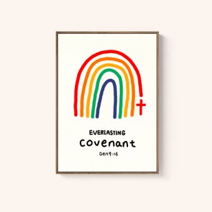 原創設計插畫簡約現代線條裝飾畫經文掛畫約/covenant三幅套裝