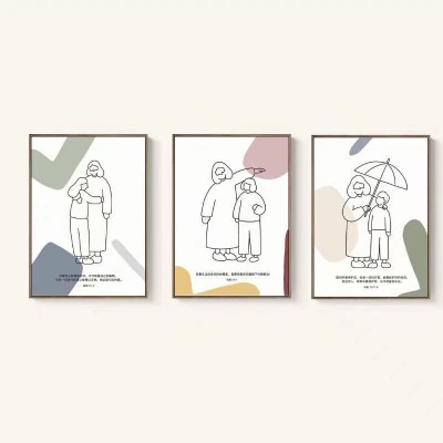 原創設計插畫簡約現代裝飾畫經文掛畫耶穌天天陪伴身邊