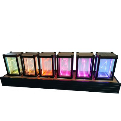 LED輝光管時鐘復古命運石rgb擬輝光管時鐘diy桌面擺件創意數字 LED輝光管時鐘復古命運石rgb擬輝光管時鐘diy桌面擺件創意數字