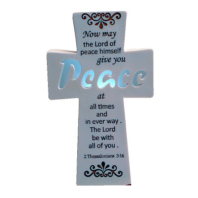 帶燈十字架樹脂擺件耶穌禮品基督徒禮物福音聖物耶穌雕像