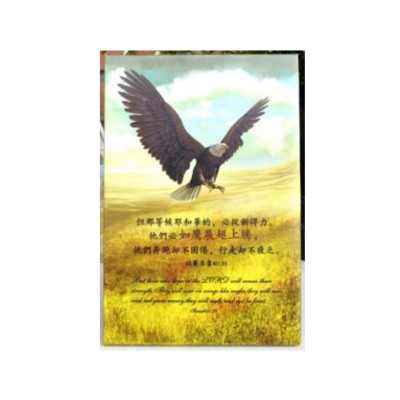 如鷹展翅 - 油畫經文擺件 (12.3x18.3cm)
