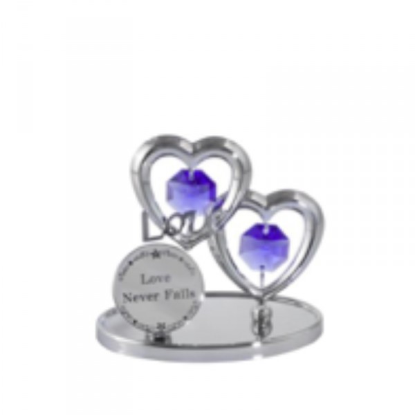 Twin Hearts(Love) - Mini Oval Base with Round Plaque (Text : Love Never Fails)