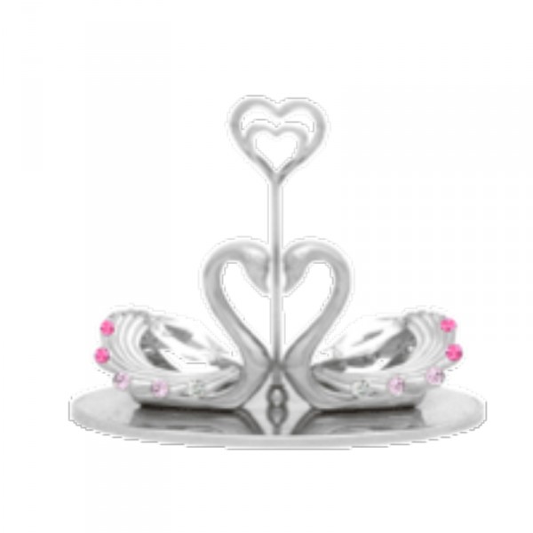 Couple Swans Oval Base with Holder (Heart)
