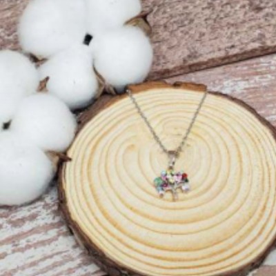 白合金-七彩生命樹(S)頸鍊