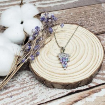 白合金-貝殼珠葡萄(S)頸鍊