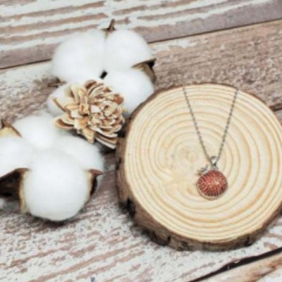 白合金--鋯石水晶紅石榴頸鍊