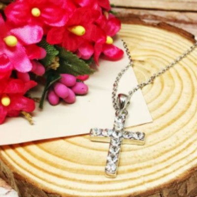 純銀-白水晶十字架(S)頸鍊