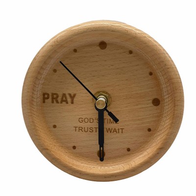 櫸木原木桌面擺件鐘-點點款 櫸木原木桌面擺件鐘-點點款