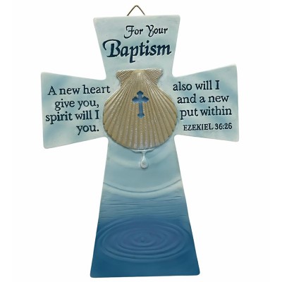 8"英文掛牆十架-Baptism(貝殼)-7446A 8"英文掛牆十架-Baptism(貝殼)-7446A
