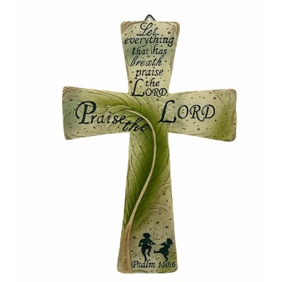 10"掛牆十架-Praise the LORD(綠葉)-6127P