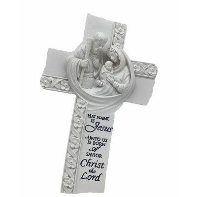 掛牆白色十字架-聖家族(英)-7927C 掛牆白色十字架-聖家族(英)-7927C