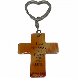 十架滴膠匙扣-耶穌說:我就是道路、真理、生命.