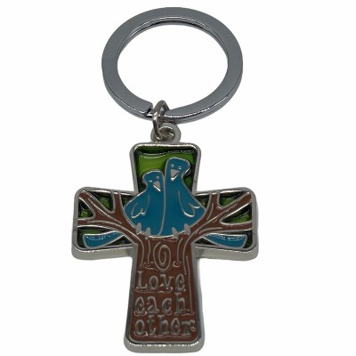 鋅合金十架匙扣- love each other