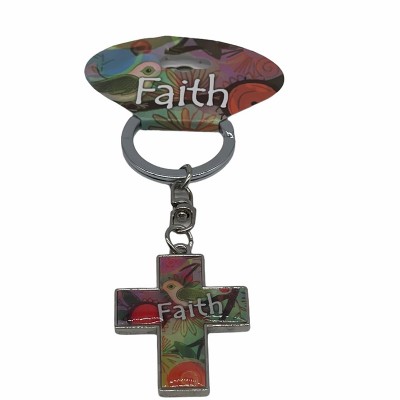 鋅合金十架滴膠匙扣-Faith