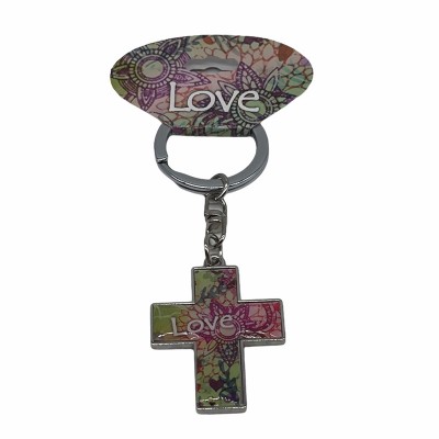 鋅合金十架滴膠匙扣-love