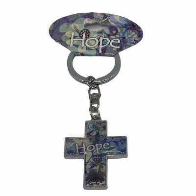 鋅合金十架滴膠匙扣-hope