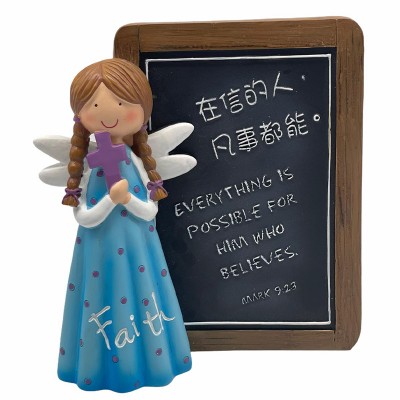 禱告天使黑板擺設- Faith(在信的人、凡事都能)