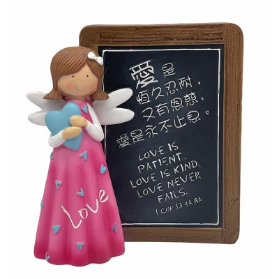 禱告天使黑板擺設- love(愛是恆久忍耐、又有恩萌、愛是永不止息)