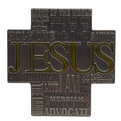 古銀色十字架牌擺設(JESUS)-9830