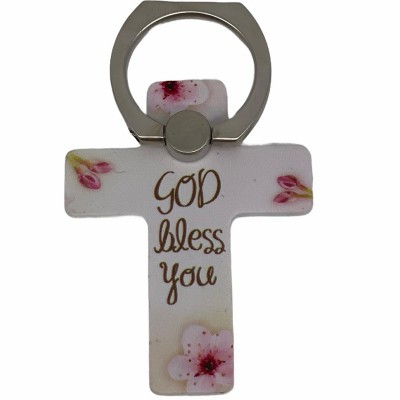 英文十字架手機指環-god bless you