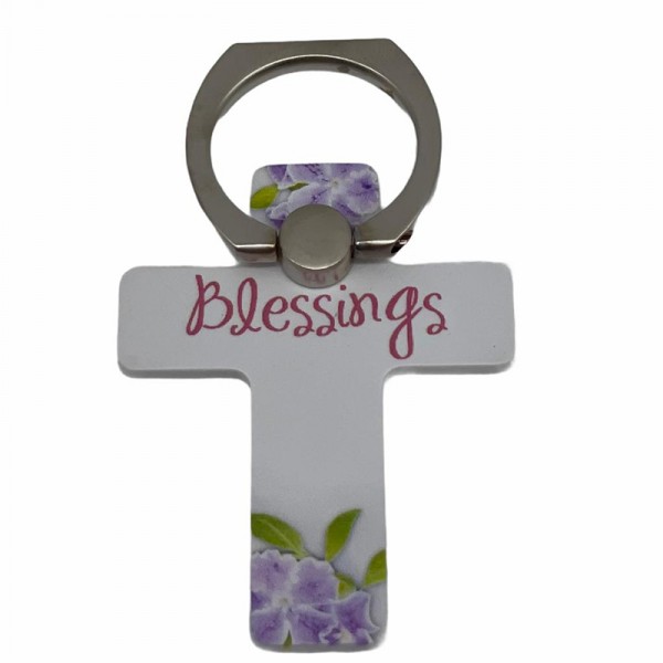 英文十字架手機指環-blessings