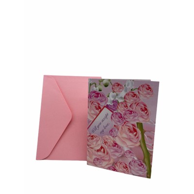 愛情	(愛情/粉玫瑰12cmx17cm)