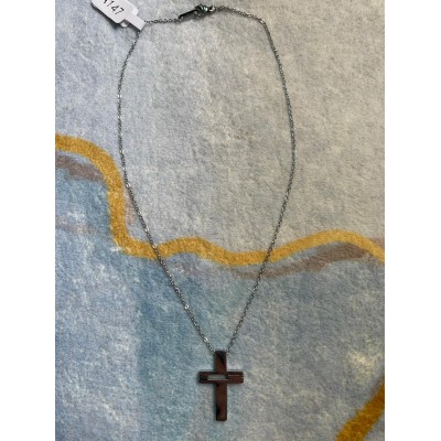 頸鍊(細銀色十架/中/鋼)