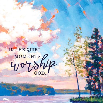 裝飾掛畫 ( 敬拜、安靜時刻、充滿活力的水彩湖)(31cmx31cm)