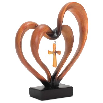 三顆心連結十字架桌面裝飾
