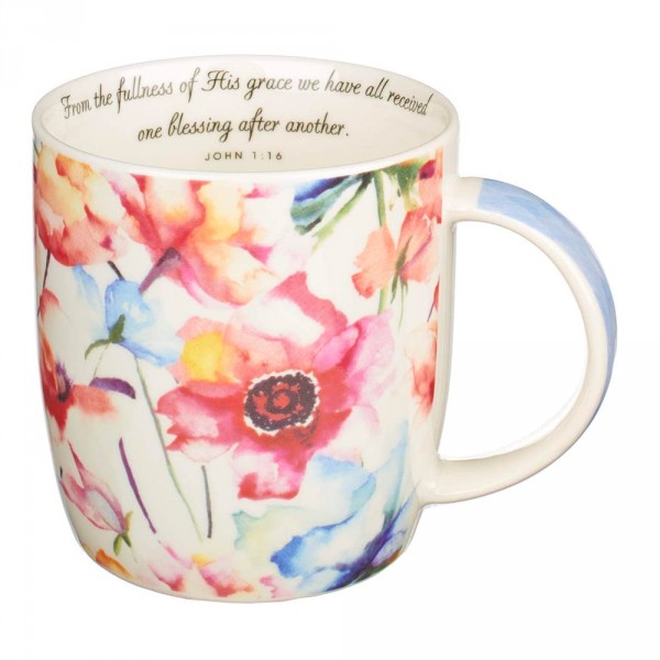 陶瓷女式咖啡/茶杯套裝| 愛的種子花園綻放設計聖經經文杯子套裝 | 盒裝/4個咖啡杯