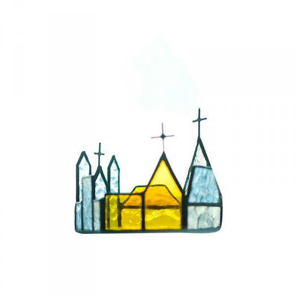 原創手作玻璃教堂燭台裝飾擺件