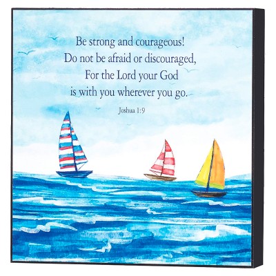 Be Strong Courageous Sailboat Blue 6 x 6 英寸 裝飾畫 Be Strong Courageous Sailboat Blue 6 x 6 英寸 裝飾畫