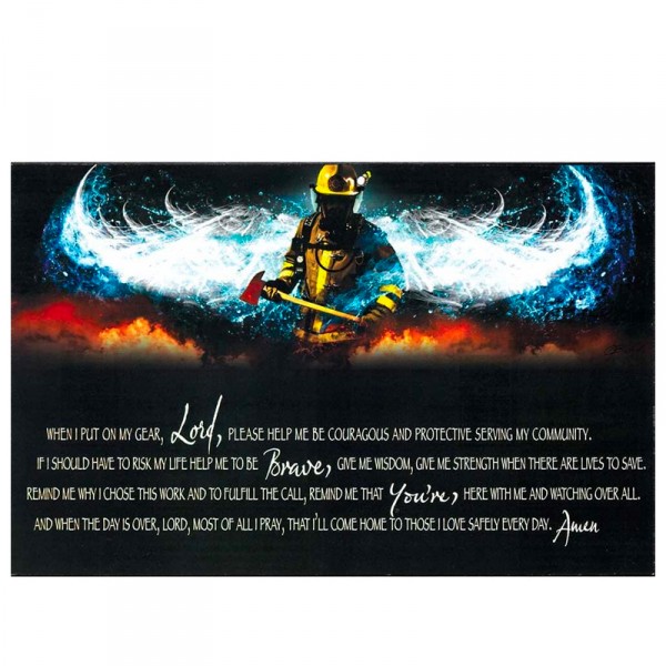 Dicksons The Firefighter's Prayer 亮藍色翅膀 14 x 9 英寸木質牆壁裝飾畫