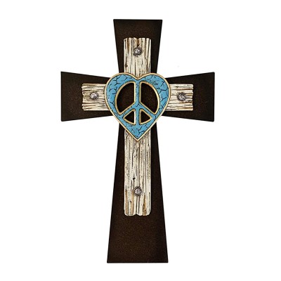 和平標誌心形分層牆十字架 - 和平、愛和耶穌牆壁裝飾