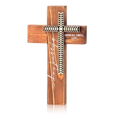 "木牆十字架，十字牆裝飾，十字標誌，木牆懸掛十字架鄉村復古十字牆藝術宗教十字架，掛牆十字牆家庭宗教裝飾，藝術牆裝飾手工家居裝飾 "