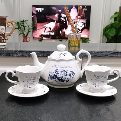 藍玫瑰咖啡茶壺杯碟組