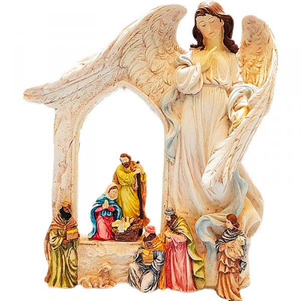 天使護佑耶穌誕生擺件