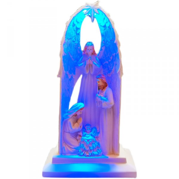 基督教樹脂天使擺件藍色LED燈