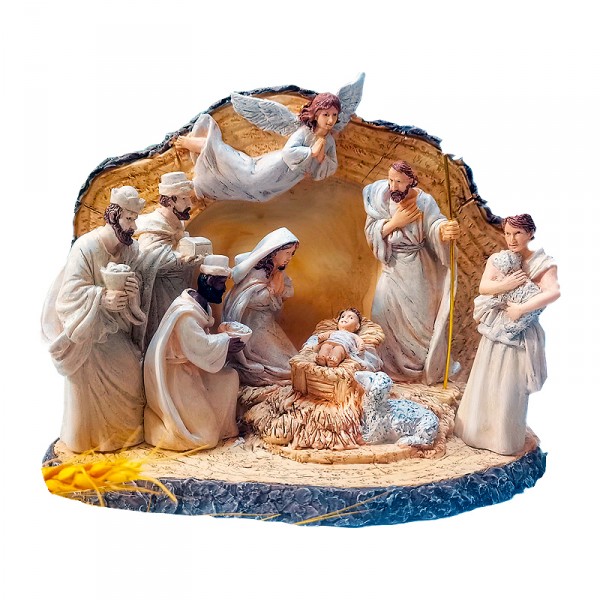 耶穌誕生全家福樹脂裝飾擺件(大馬槽組）