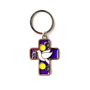十字架鑰匙扣 合金琺瑯工藝 鴿子 和平