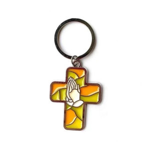 十字架鑰匙扣 合金琺瑯工藝 禱告手 Pray
