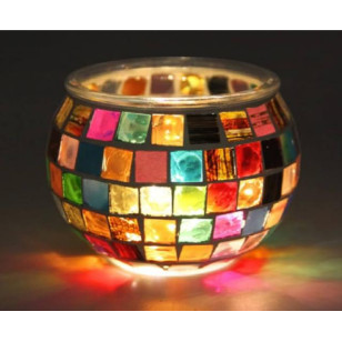 2 件組彩色馬賽克玻璃 蠟燭台