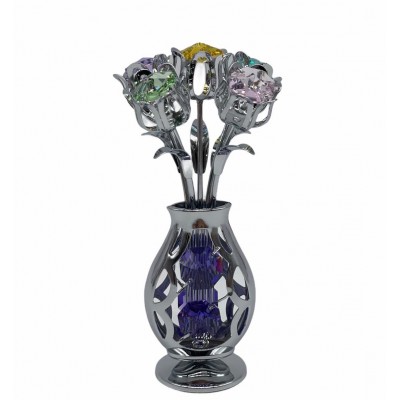 Five Tulips in Crystal Vase - Free Stand