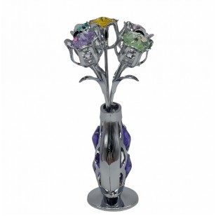 Five Tulips in Crystal Vase - Free Stand