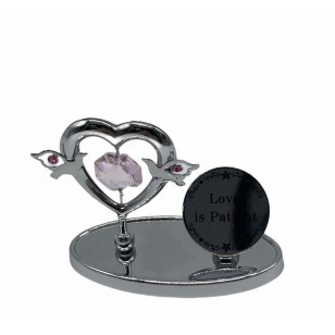 Mini Heart(Doves) - Mini Oval Base with Round Plaque (Text : Love is Patient)
