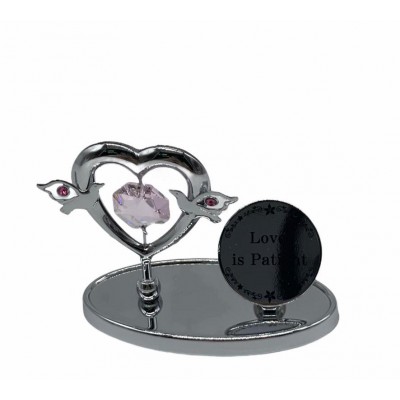 Mini Heart(Doves) - Mini Oval Base with Round Plaque (Text : Love is Patient)