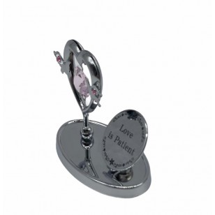 Mini Heart(Doves) - Mini Oval Base with Round Plaque (Text : Love is Patient)