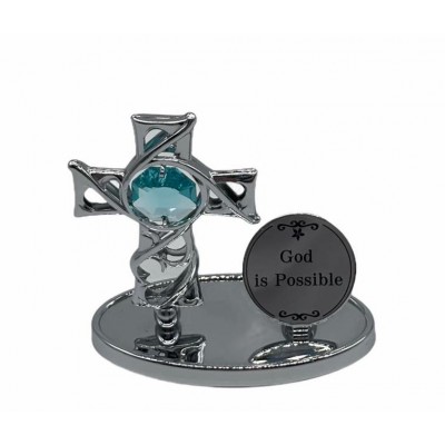 Pocket - Thorns Cross - Mini Oval Base with Round Plaque (Text : God is Possible) Pocket - Thorns Cross - Mini Oval Base with Round Plaque (Text : God is Possible)