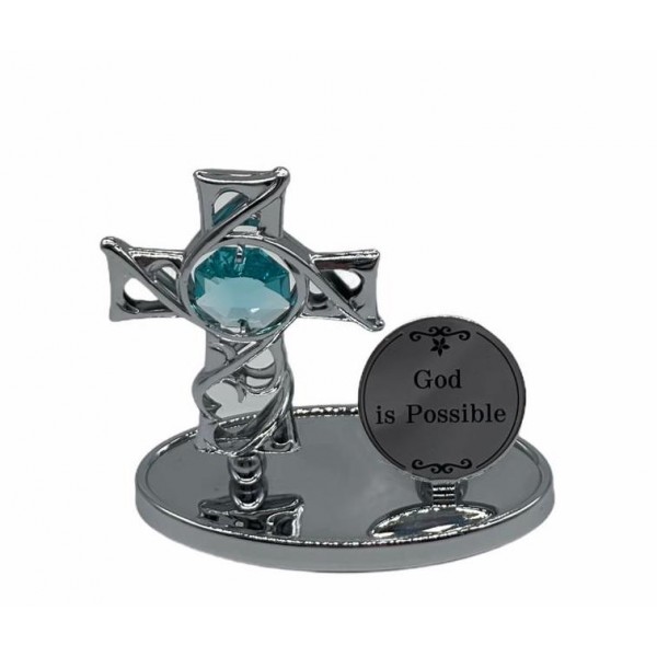 Pocket - Thorns Cross - Mini Oval Base with Round Plaque (Text : God is Possible)