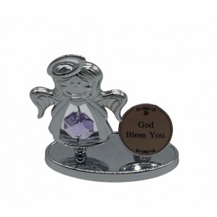 Pocket - Sweetie Angel - Mini Oval Base with Round Plaque (Text : God Bless You)